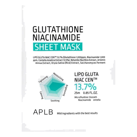 APLB – Glutathione Niacinamide, Beauty Sheet Mask, 1 sheet, 25ml