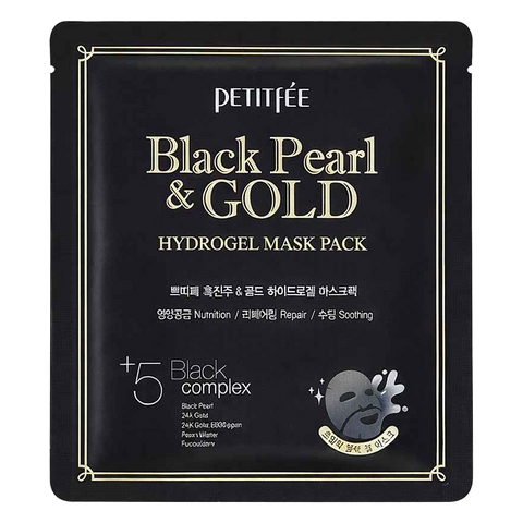 Petitfee – Intensive Hydrogel-Maske Black Pearl & Gold, 32 g, 1 Stück