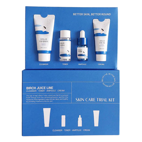 Round Lab – Birch Juice Trial Kit (Cleanser+Toner+Ampoule+Cream)
