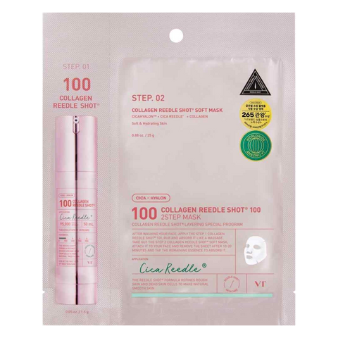 VT Cosmetics – Collagen Reedle Shot 100 2 Step Mask, 26.5g, 1 piece