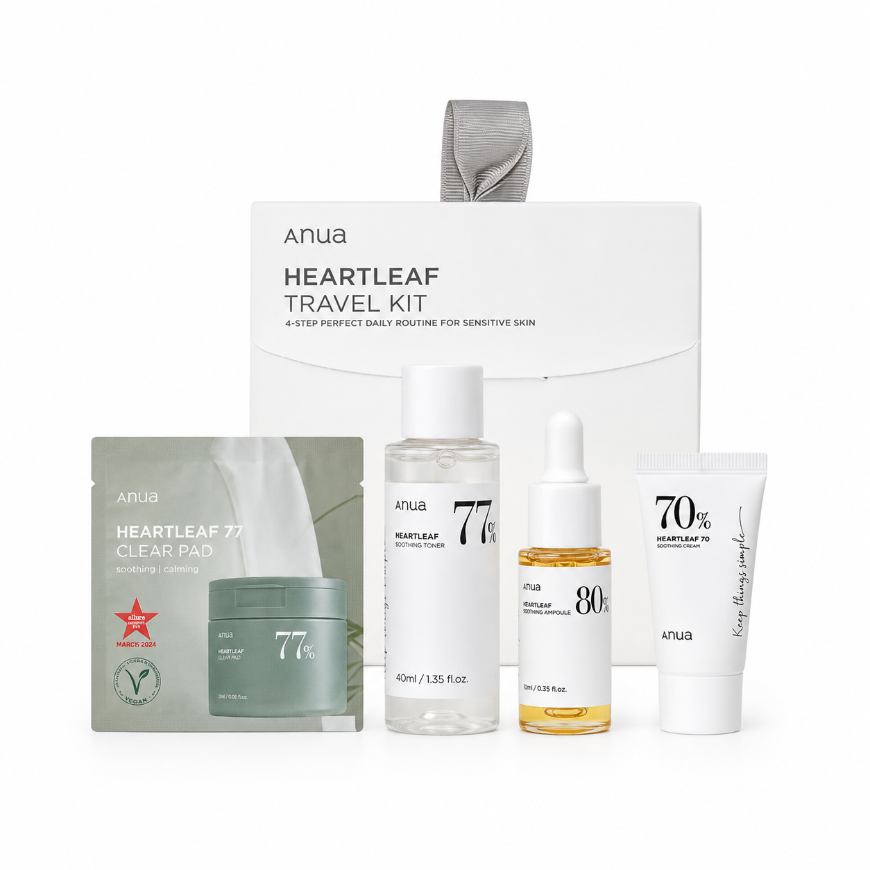 Anua – Heartleaf Soothing Trial Kit – 10 ml + 20 ml + 40 ml + 2 sheets