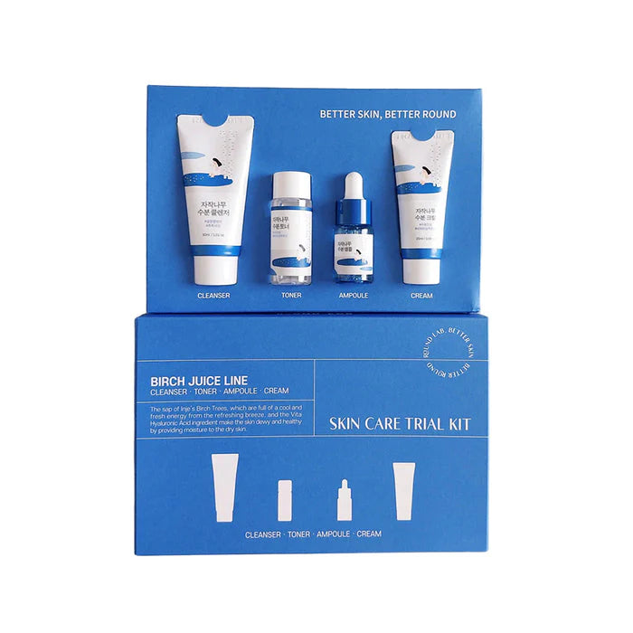 Round Lab – Birch Juice Trial Kit (Cleanser+Toner+Ampoule+Cream)
