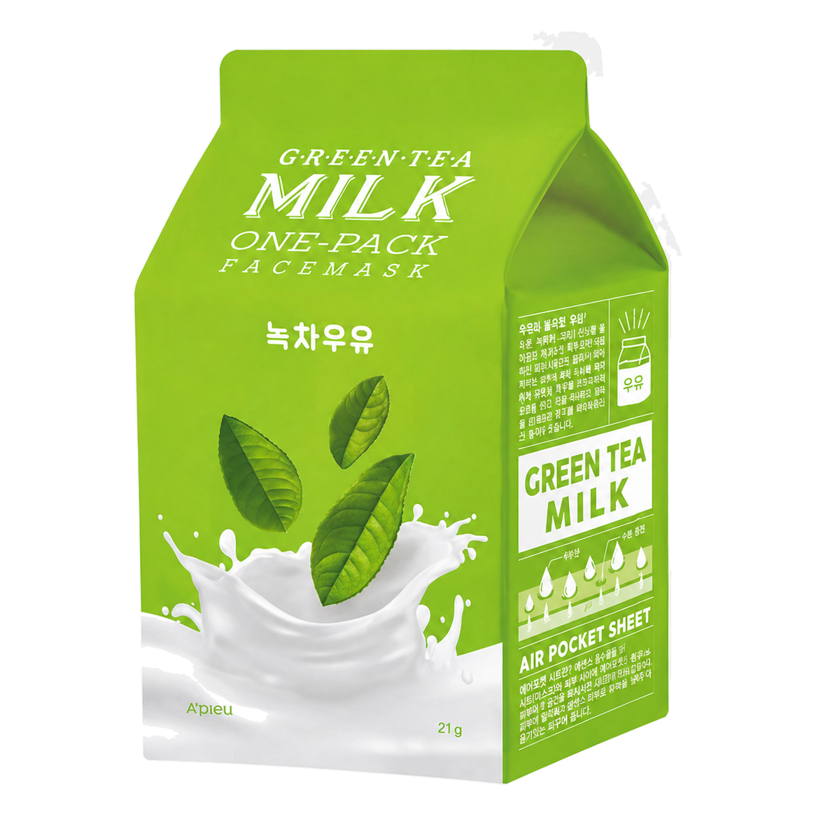 A’pieu – Green Tea Milk One-Pack Face Mask, 1sheet