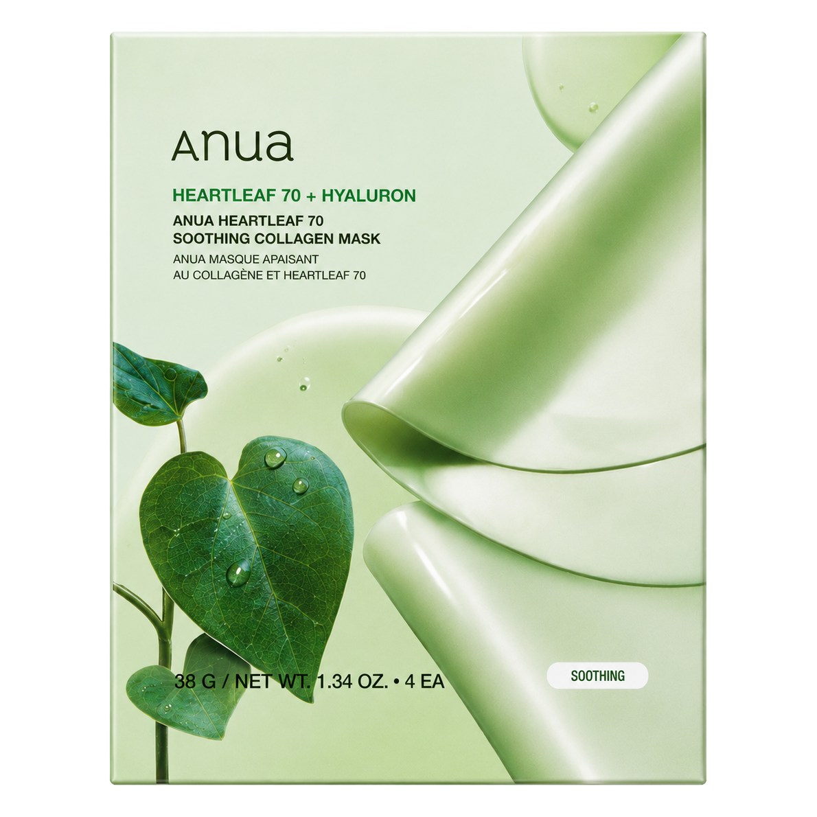 Anua – Heartleaf 70 Soothing Collagen Mask, 4 sheets