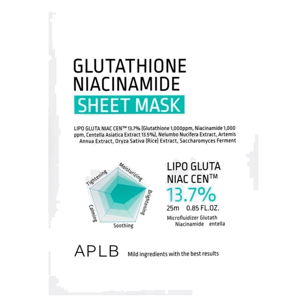 APLB – Glutathione Niacinamide, Beauty Sheet Mask, 1 sheet, 25ml