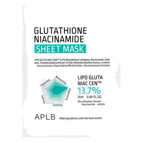 APLB – Glutathione Niacinamide, Beauty Sheet Mask, 1 sheet, 25ml