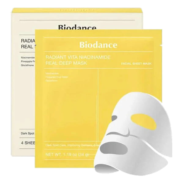 Biodance – Radiant Vita Niacinamide Real Deep Mask 1Box, 34g*4ea