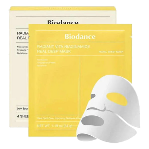 Biodance – Radiant Vita Niacinamide Real Deep Mask 1Box, 34g*4ea