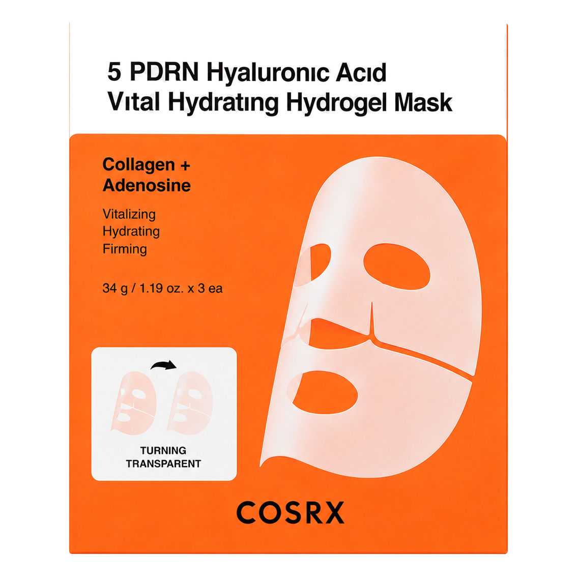 COSRX – 5 PDRN Hyaluronic Acid Vital Hydrating Hydrogel Mask, 3 sheets
