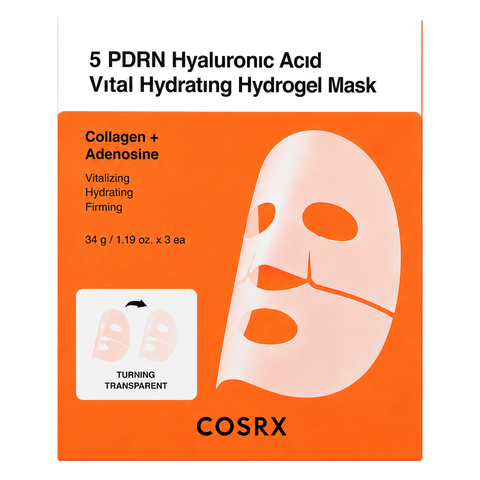 COSRX – 5 PDRN Hyaluronic Acid Vital Hydrating Hydrogel Mask, 3 sheets
