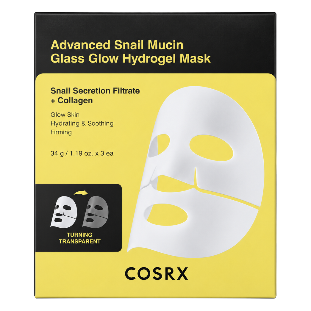 COSRX – Advanced Snail Mucin Glass Glow Hydrogel Mask, 3 sheets