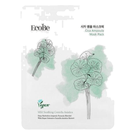 EcoBe – Cica Vegan Ampoule Sheet Mask, 25ml