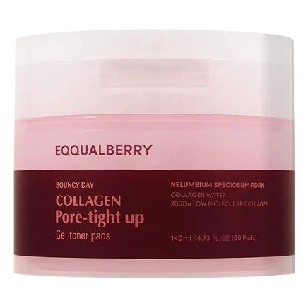 Eqqualberry – Collagen Pore-Tight Up Gel Toner Pads, 140ml/60pads