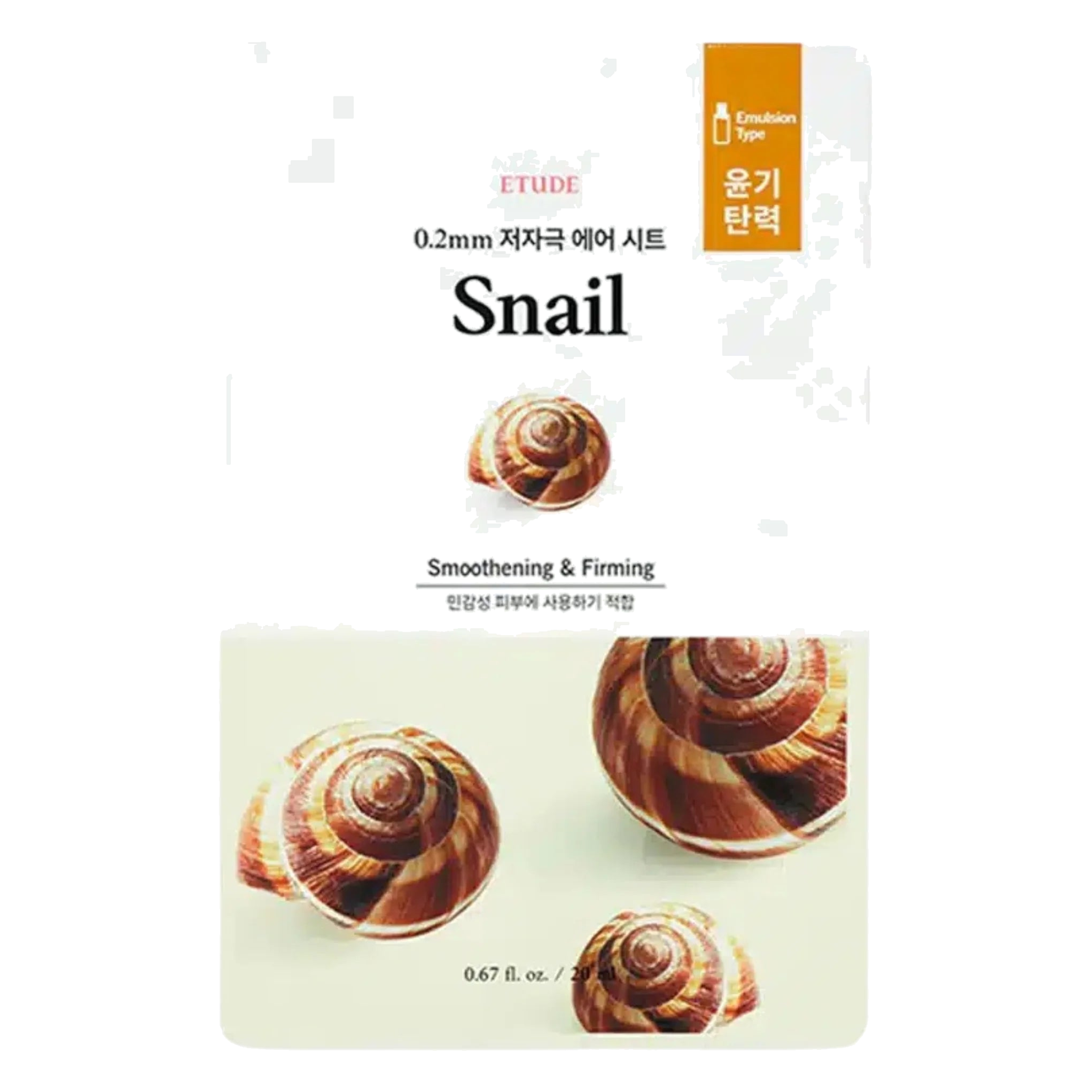 Etude House – 0.2 Therapy Air Mask Snail, 20ml
