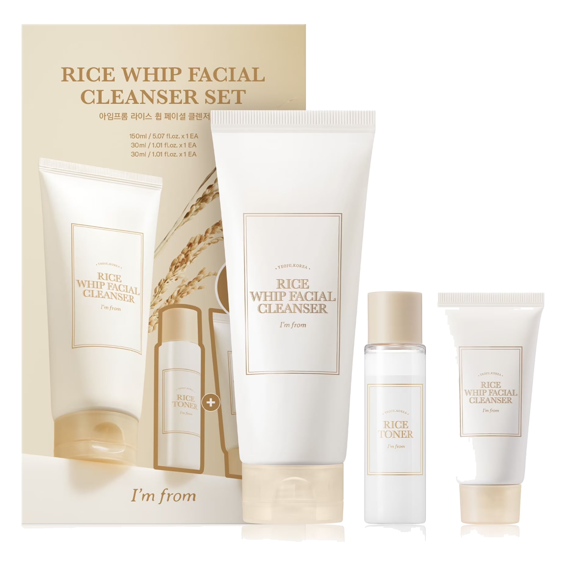 I’m From – Rice Whip Facial Cleanser Set – 1 set (3 items)