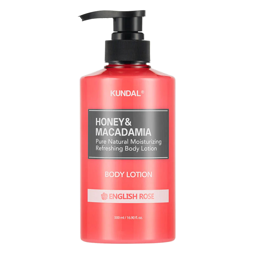 KUNDAL – Honey & Macadamia Pure Body Lotion, English Rose, 500ml