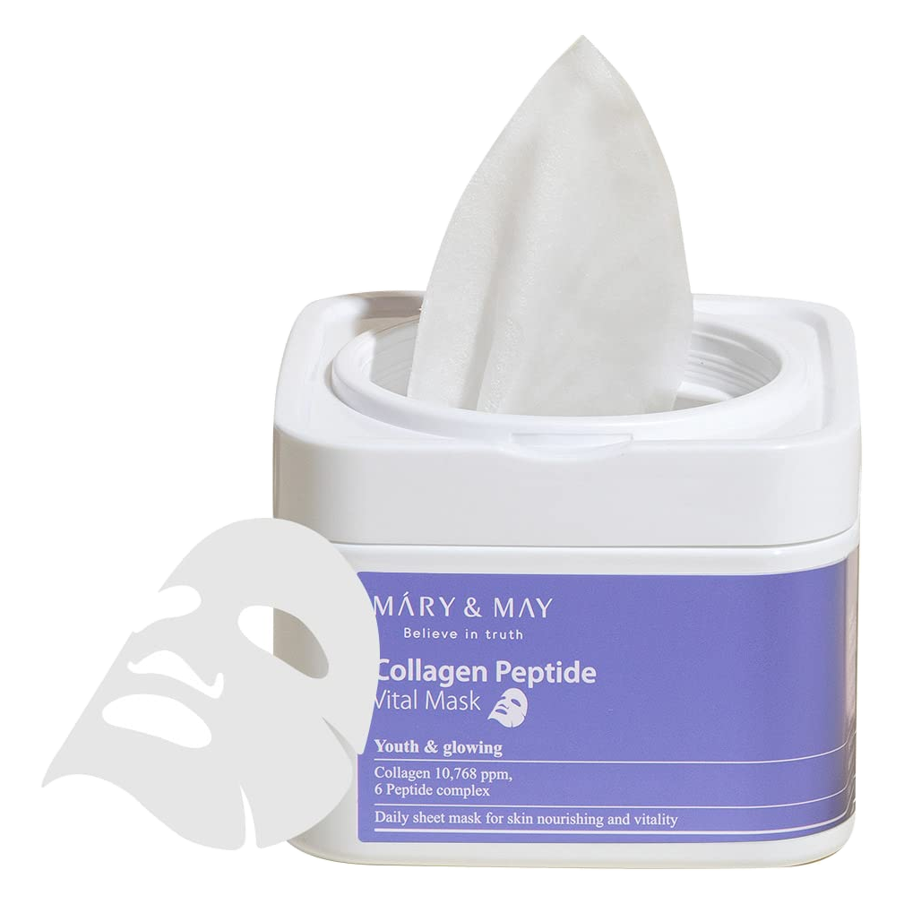Mary & May – Collagen Peptide Vital Mask, 30pcs