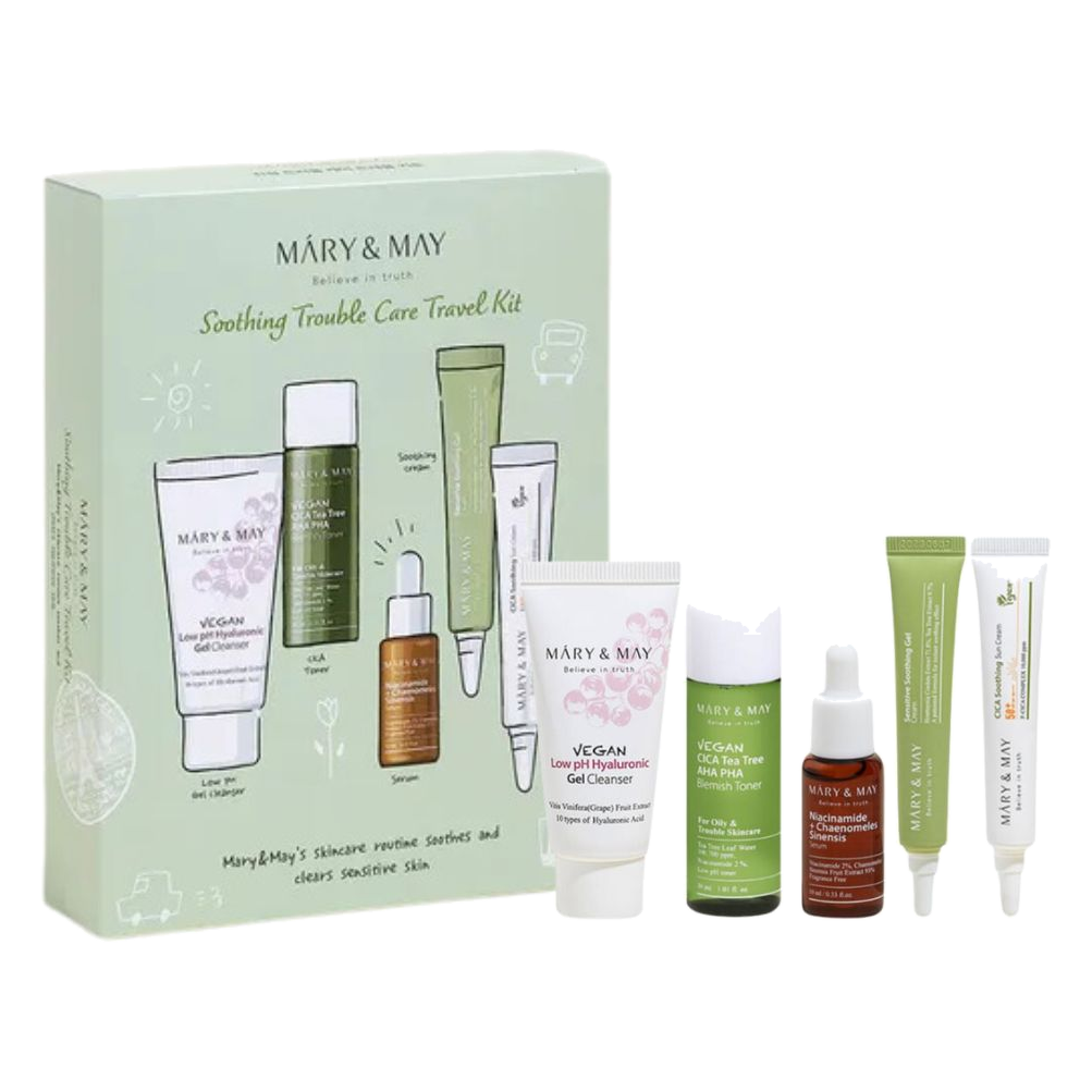 Mary & May – Soothing Trouble Care Travel Kit, 30ml+30ml+10ml+12g+12g