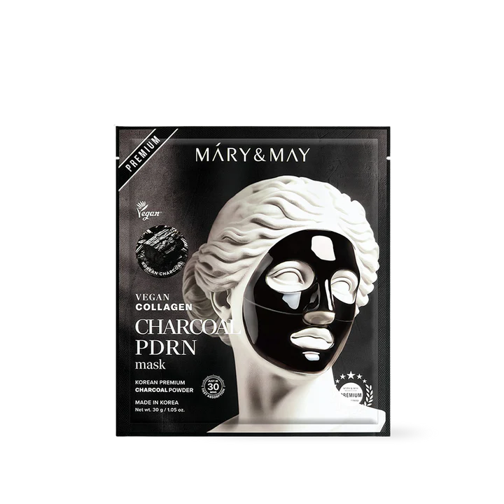 Mary & May – Vegan Collagen Charcoal PDRN Mask – 30g*4ea