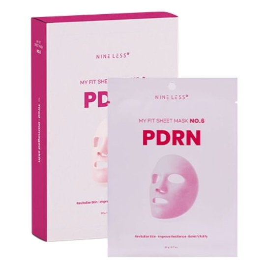 NINE LESS – My Fit Sheet Mask No.6 PDRN, 1 Box, 20g x 5ea
