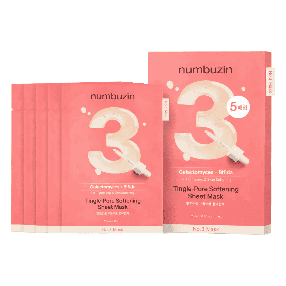 Numbuzin – No. 3 Tingle Pore Softening Sheet Mask, 1 Box, 5ea