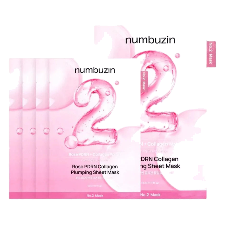 Numbuzin – No.2 Rose PDRN Collagen Plumping Sheet Mask, 1 Box, 33ml x 5ea