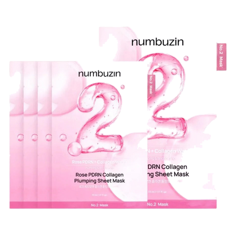 Numbuzin – No.2 Rose PDRN Collagen Plumping Sheet Mask, 1 Box, 33ml x 5ea