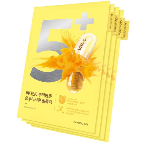 Numbuzin – No.5 Vitamin Spotlight Sheet Mask, 1 Box, 27ml x 5EA