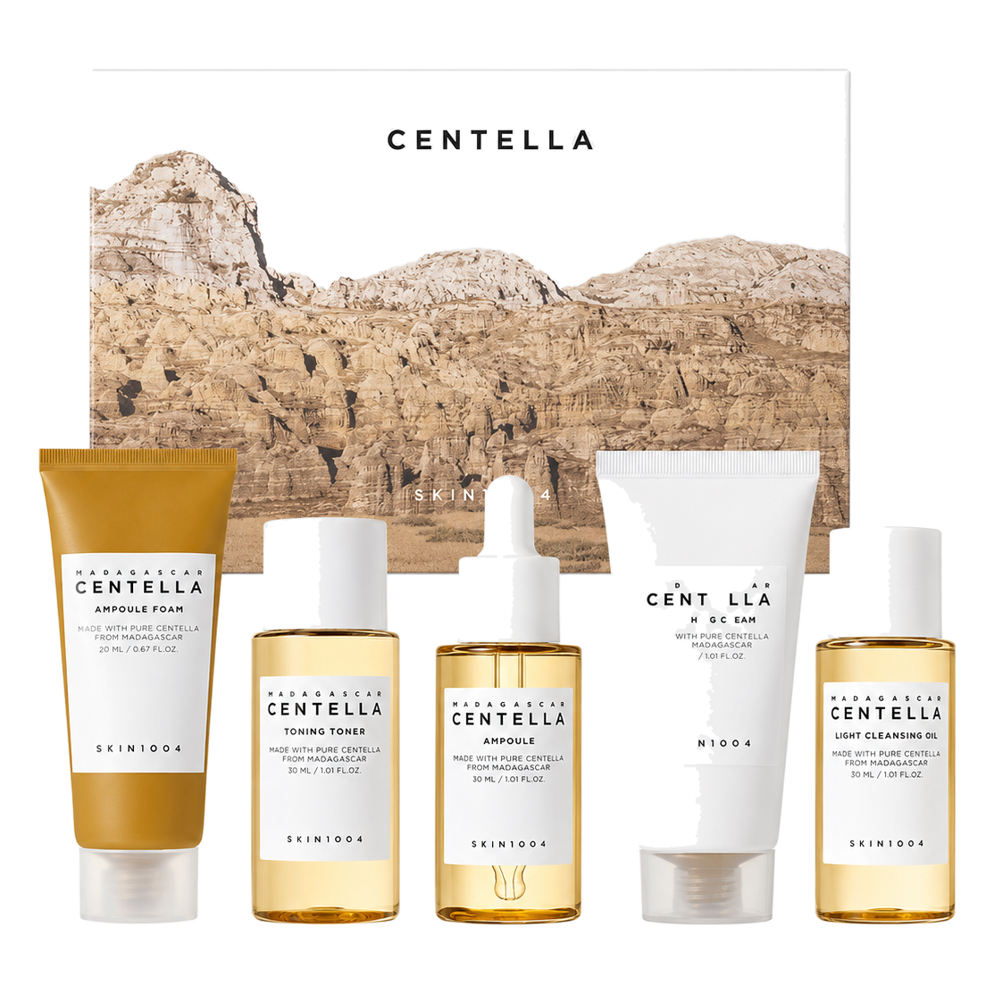 SKIN1004 – Madagascar Centella Travel Kit, 30ml + 30ml + 30ml +30ml + 20ml