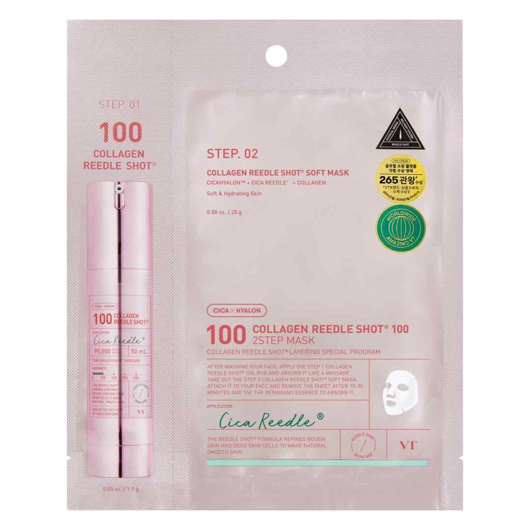 VT Cosmetics – Collagen Reedle Shot 100 2 Step Mask, 26.5g, 1 piece
